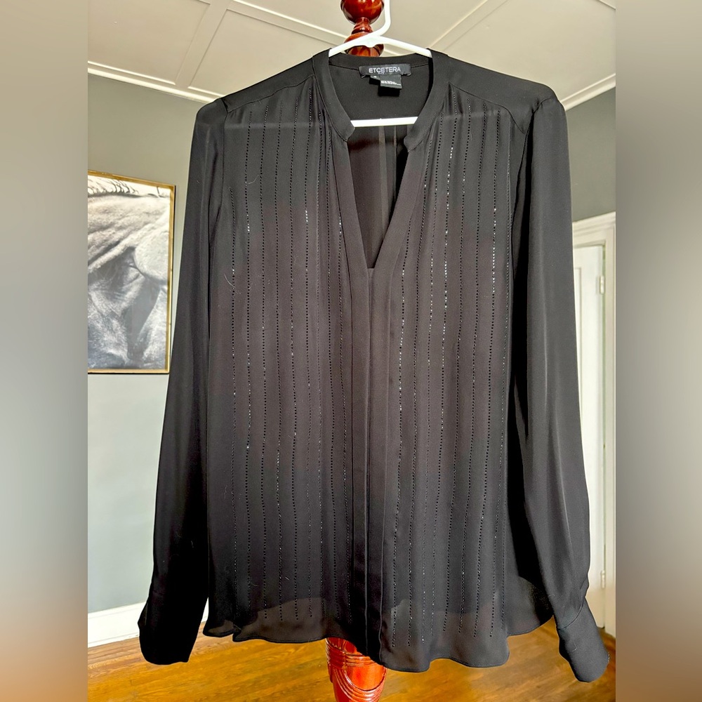 Etcetera Black Silk Button Blouse